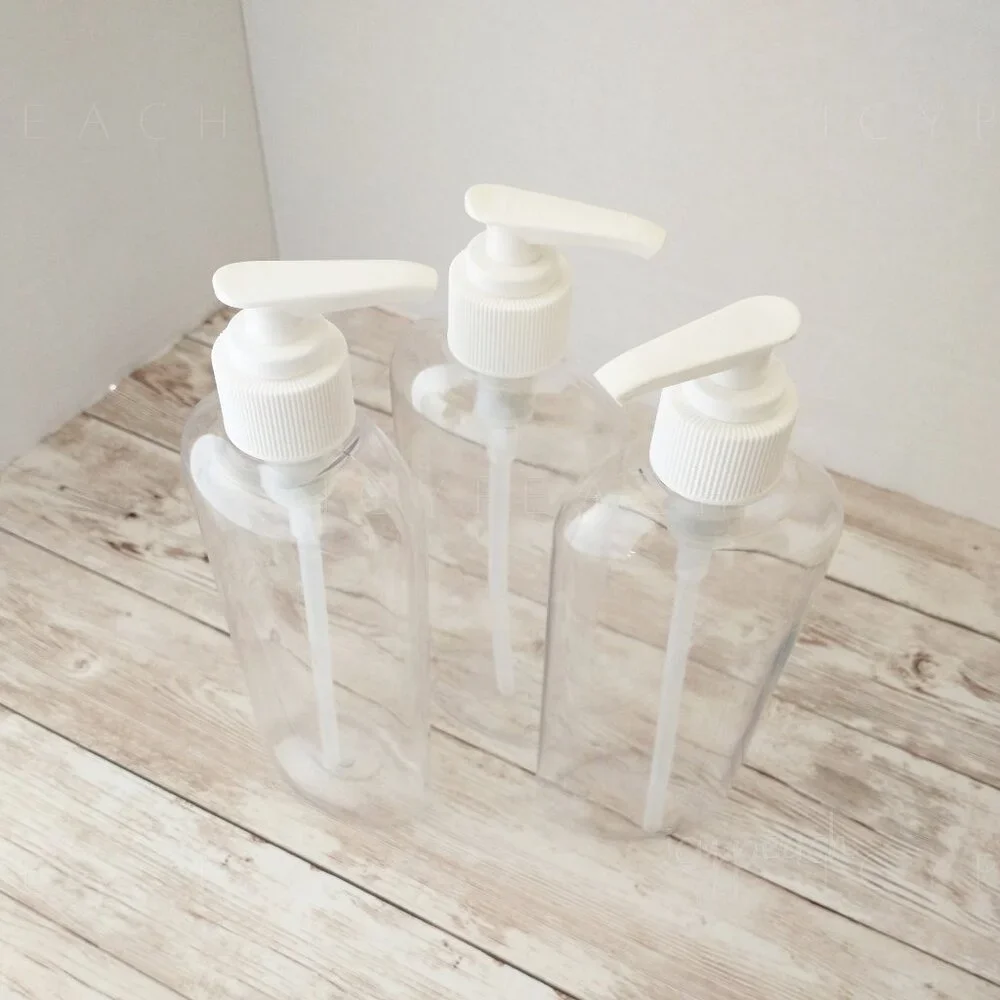 8oz Pump Dispensers 3 Pack Clear Plastic Bottles, White Cap/Pump, Lotion Soap